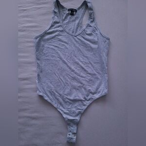 Fashion Nova Light Gray Racerback Tank Bodysuit